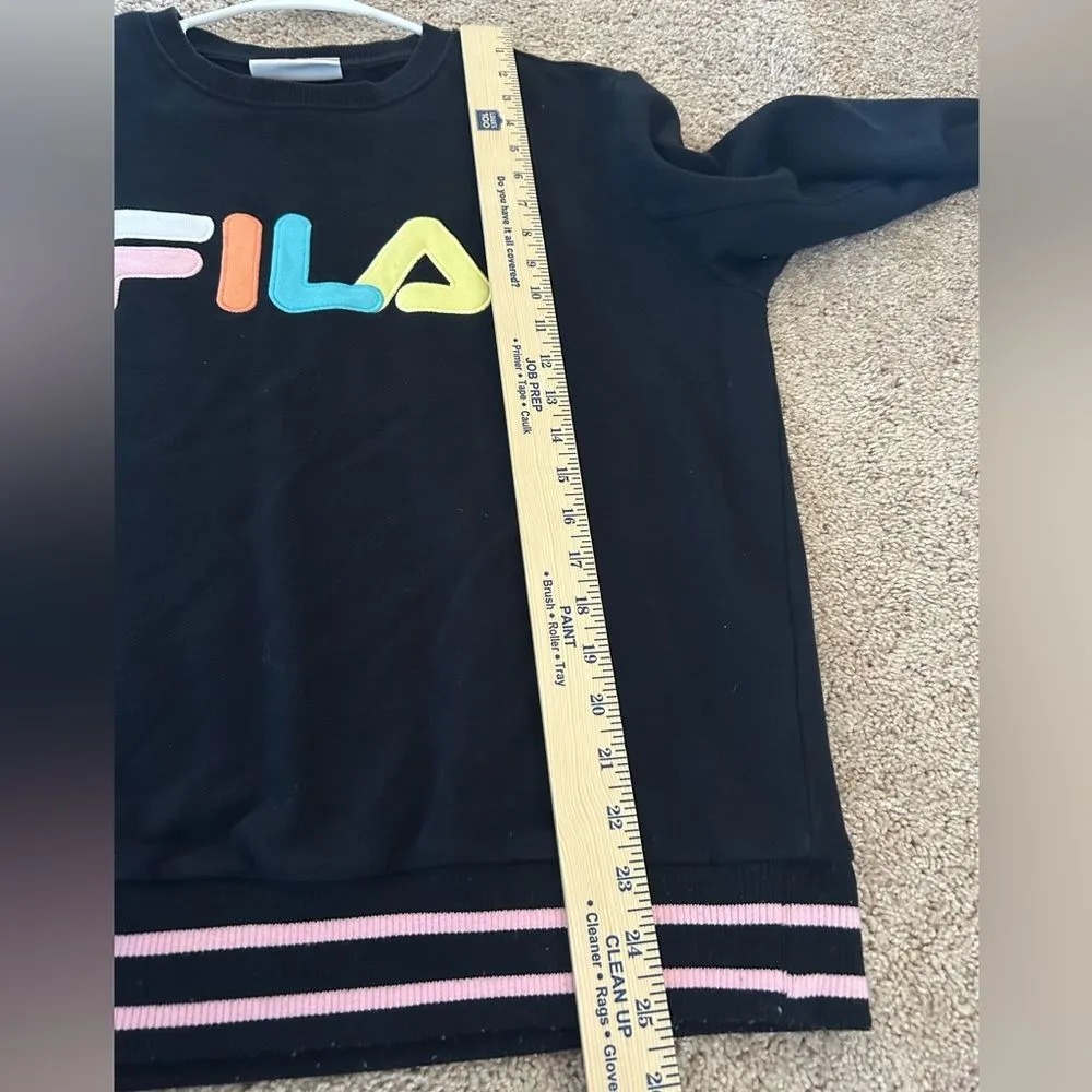 Fila Black Pastel Spell Out Logo Crewneck Sweatshirt Size Large Casual Cute - Image 7