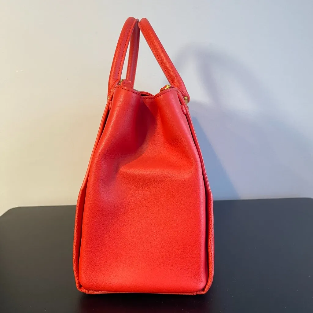 MCM 2-Way Red Leather Top Handle Shoulder Bag - Preowned - Image 5