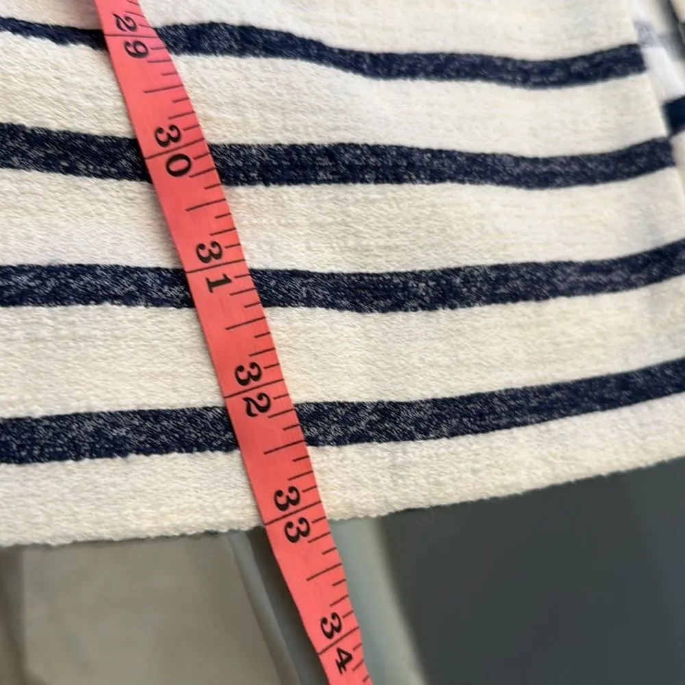 Luii Light Weight Blazer White Blue Striped One Button Size Large - Image 7