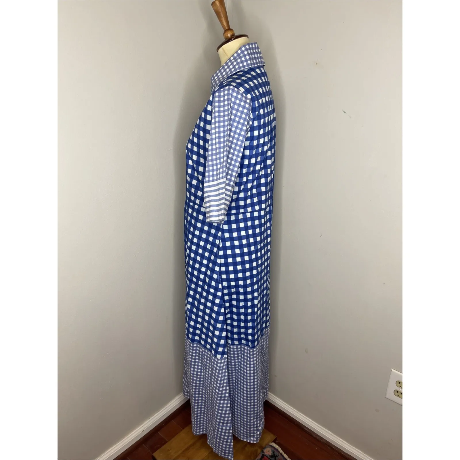 New Tuckernuck Oliphant Navy Gingham 3/4 Shirt Midi Dress Medium M‎ - Image 4