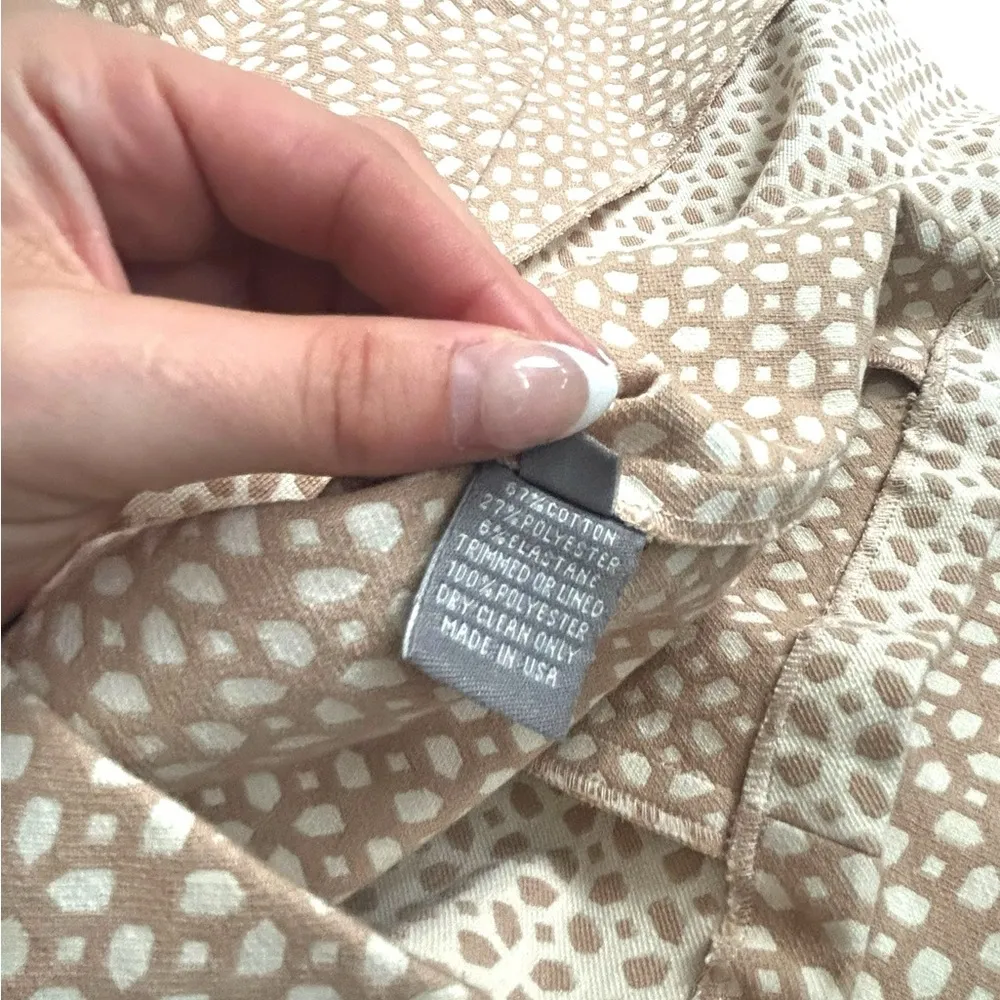 Lela Rose Tan and White Patterned Dress Size 2 - Image 6