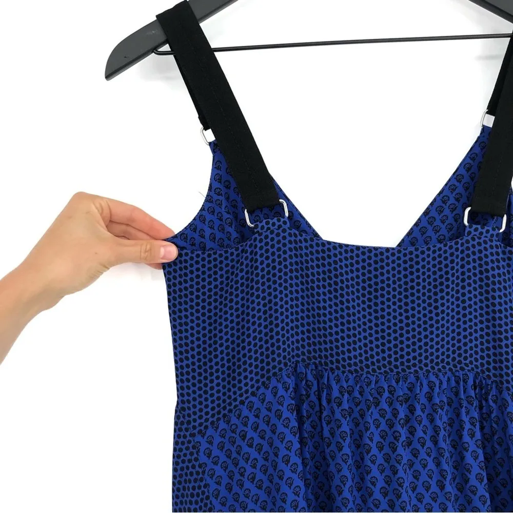 PROENZA SCHOULER Cami Long Floral Block Print Crepe De Chine Silk Dress Blue 2 - Image 12