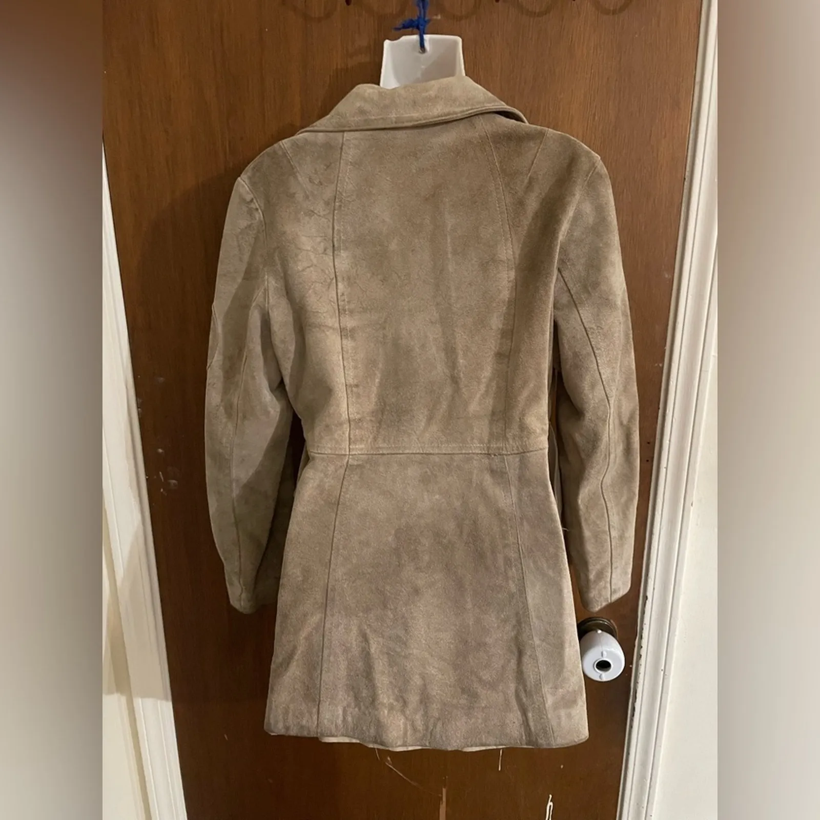 70s mod suede mini trench coat Gray - Image 9