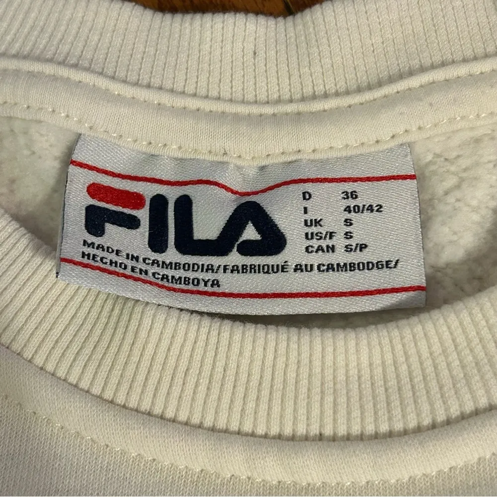 FILA Spellout Crewneck Sweatshirt Yoga Fitness Gym Workout Tie Dye Cream Small - Image 6
