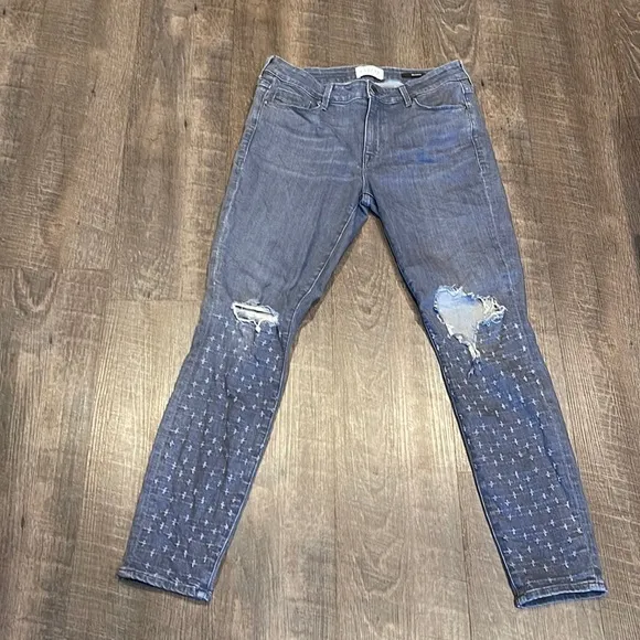 Parker Smith skinny busted knee embroidered lower leg jeans - Image 1