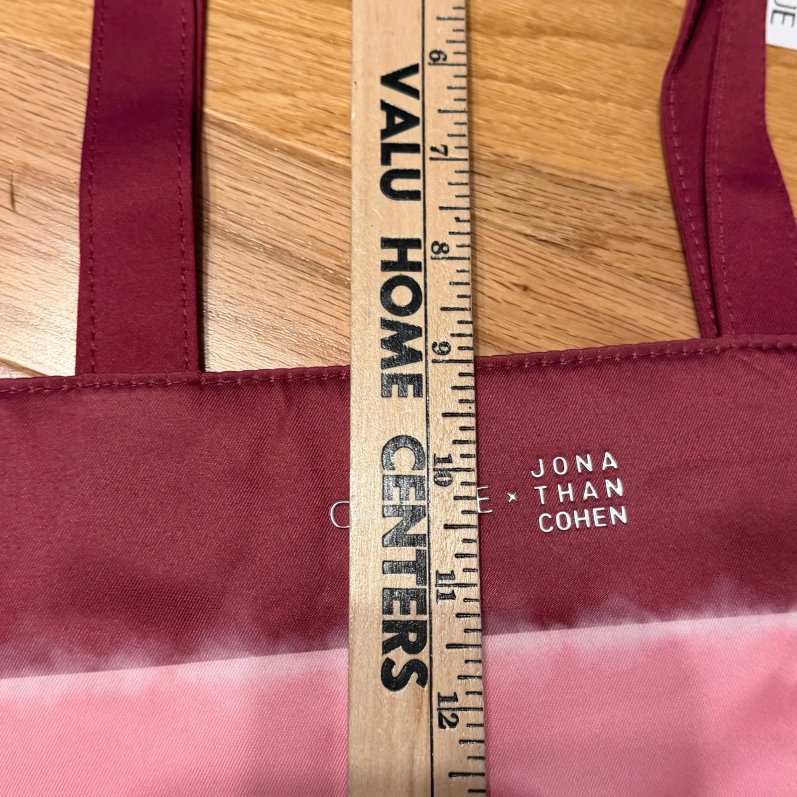 Clinique Jona Than Cohen Ombre Tote Bag Burgundy Pink Red Shopper Carryall - Image 9