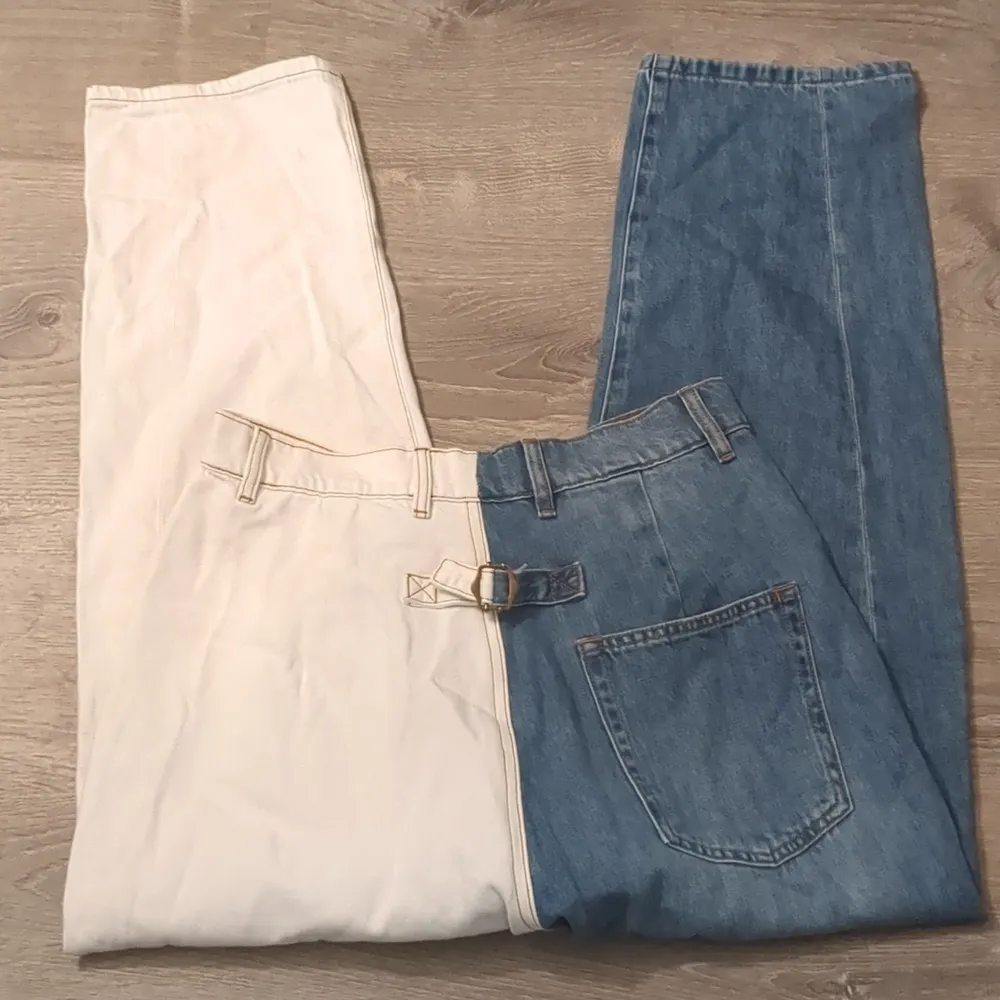 Sr vs Sandrine Rose free people Wide Leg Color Block Retro Jeans Milky Way sz 30 - Image 6