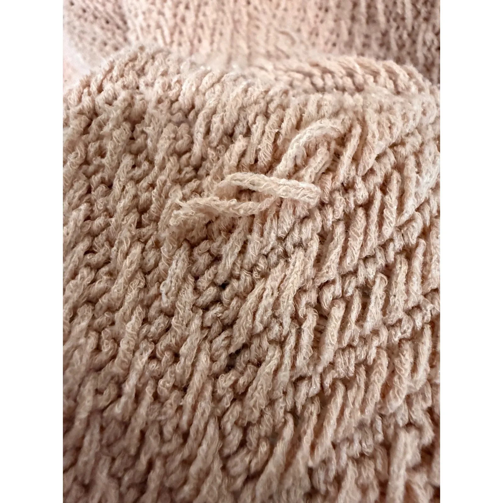 Free People Peach Nubby Textured Pullover Long Sleeve Cotton Sweater small - Image 8