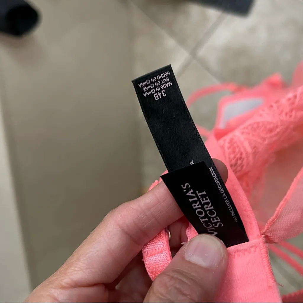 Victoria Secret Pink‎ & Peach Sheer Babydoll Top Lingerie Size 34B EUC - Image 7