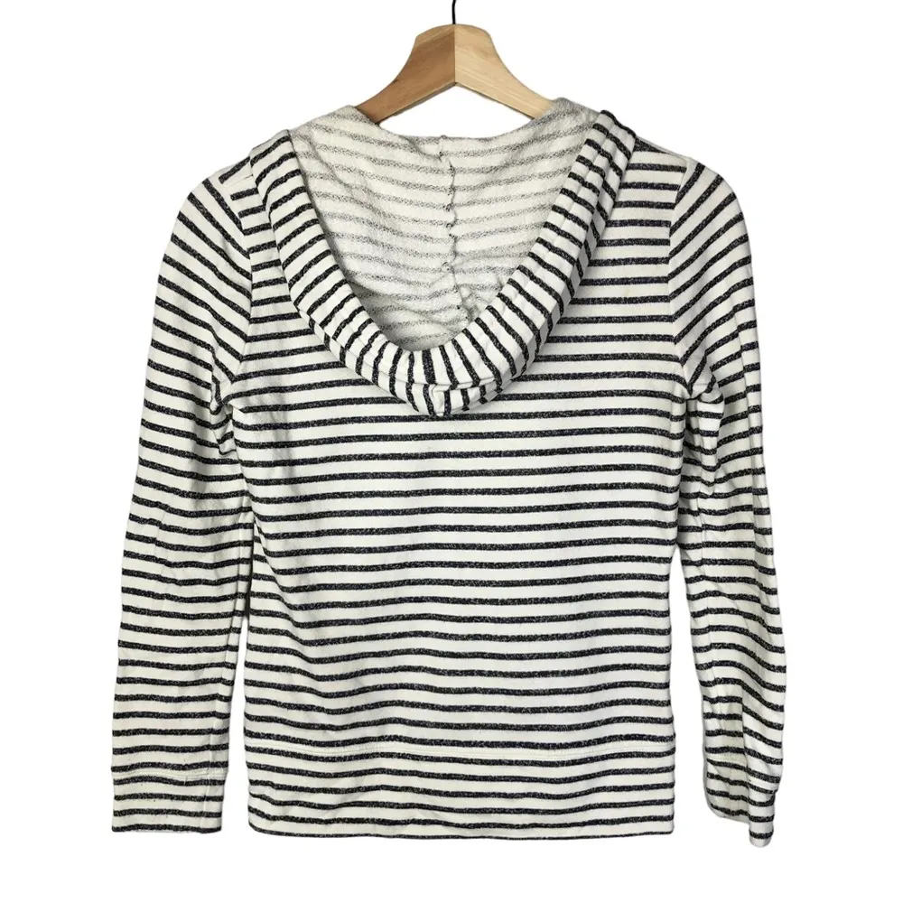 Caslon Petite White & Blue Stripe Full Zip Hoodie Sweatshirt XSP - Image 10