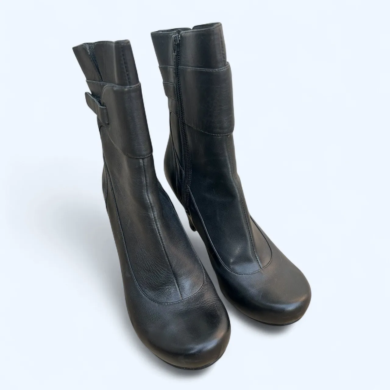 TSUBO CLEONE Black Women's Mid Calf Zip Boot Bootie Sz 8.5 Edgy Chic Minimalist - Image 3