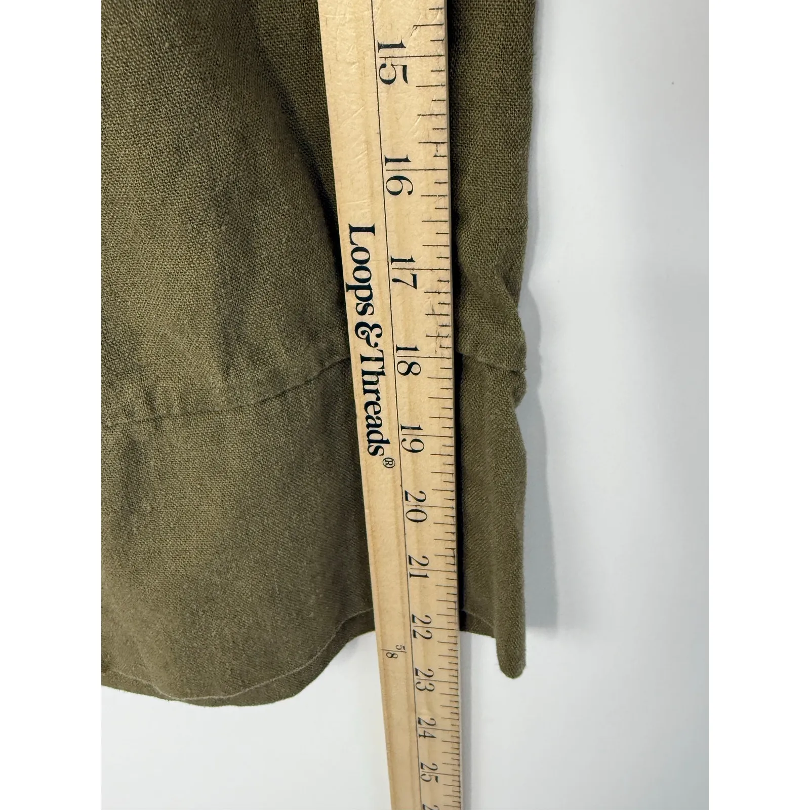 Joie Linen Blend Pants Women S Olive Green Wide Leg Cropped Beachy Coastal - Image 7