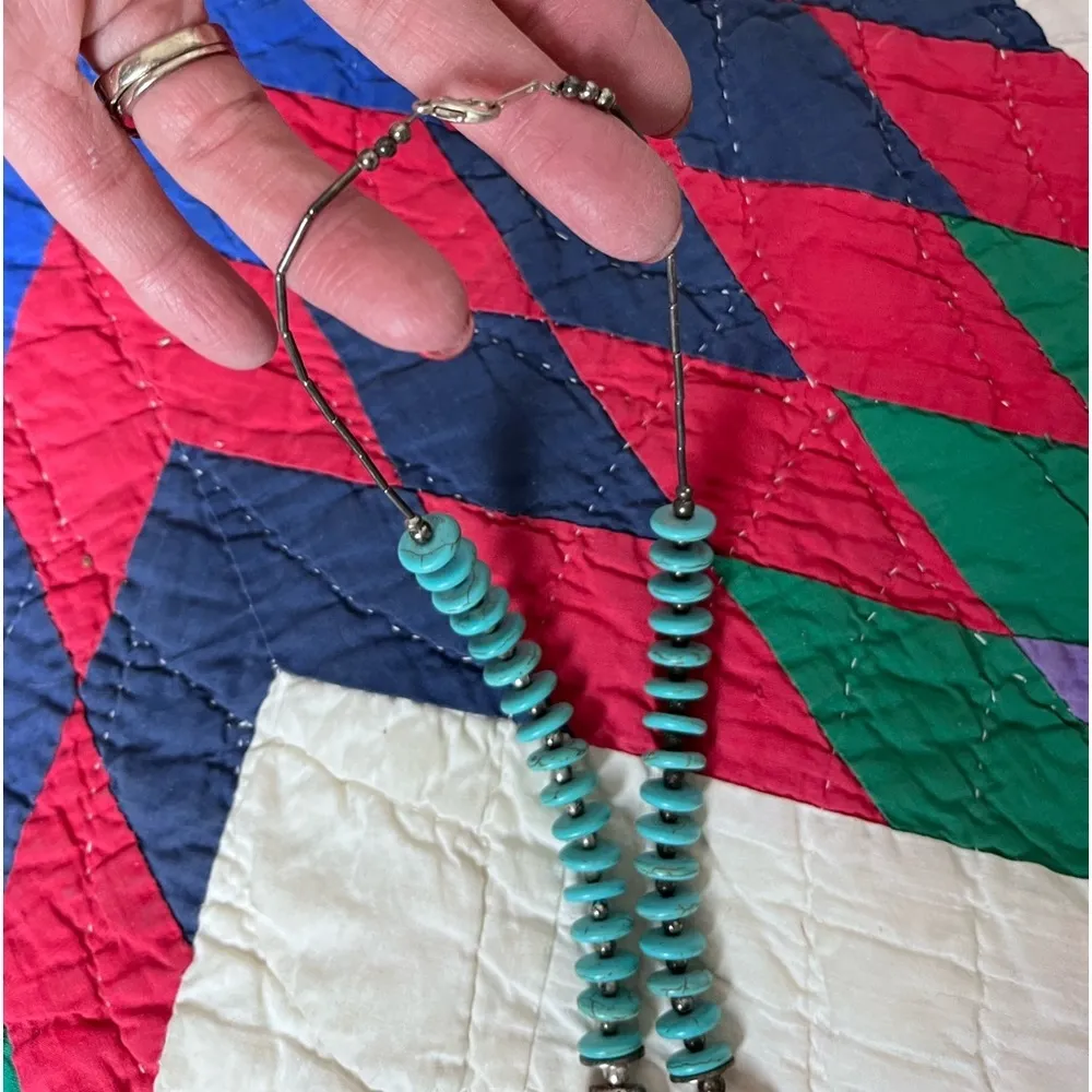Beautiful necklace. Looks like turquoise and silver. I believe it is howlite. - Image 2