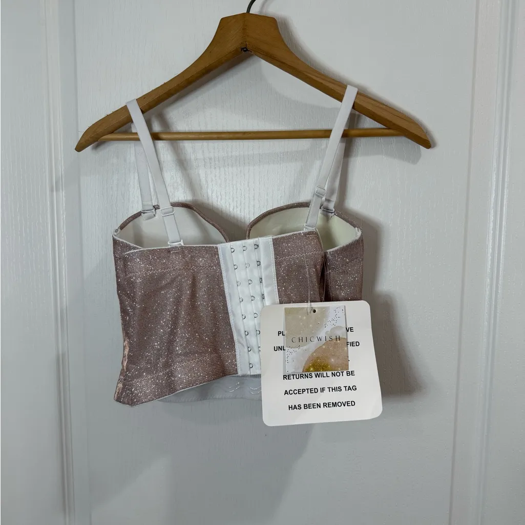 Chicwish Glittering Pink Bustier Bra - Image 2