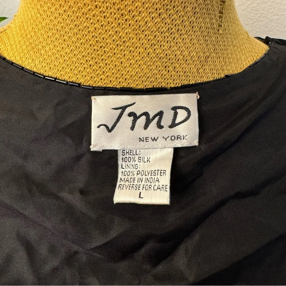 JMD New York Black Sequin Beaded Jacket Party Evening Size Large Open Cardigan L - Image 11