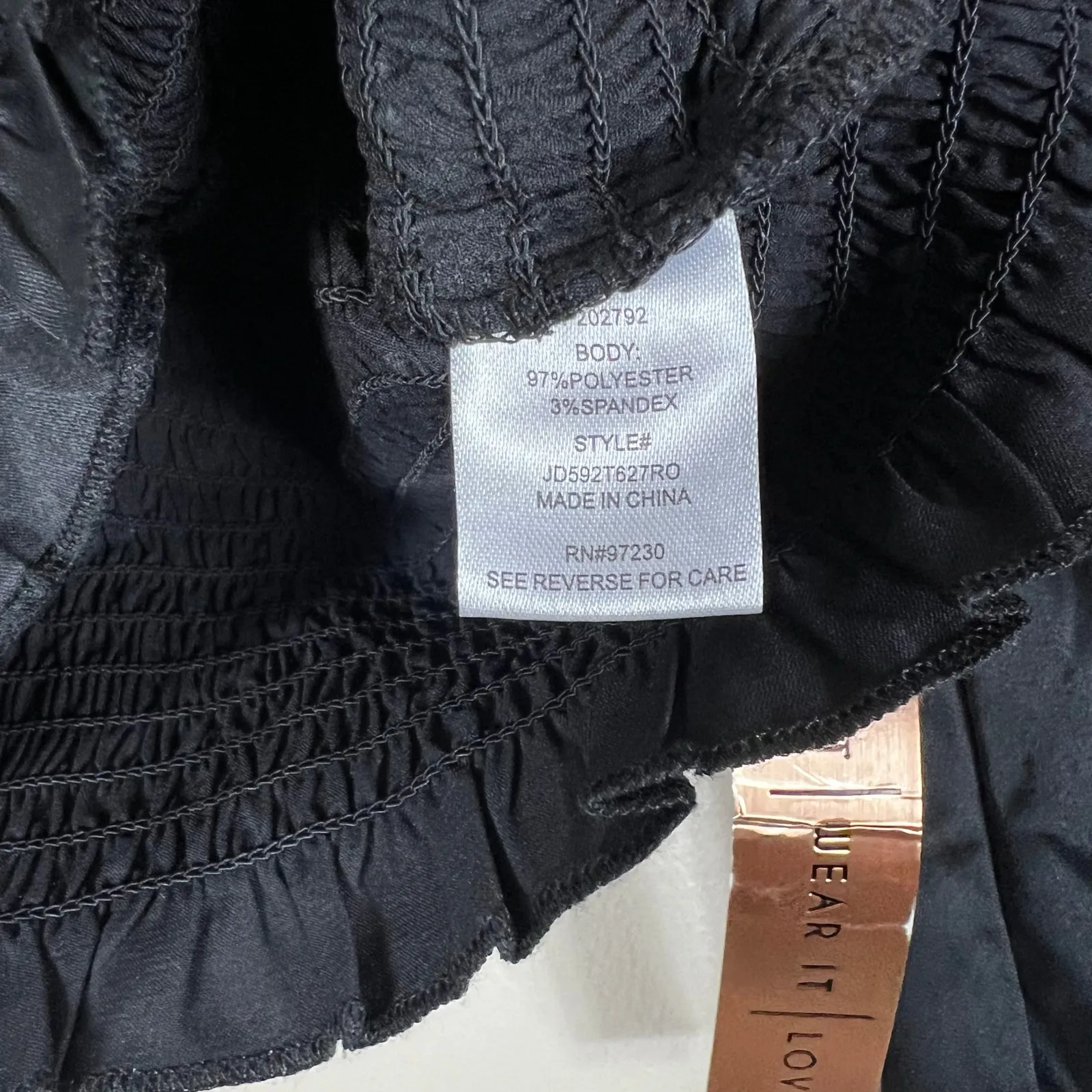 NWT Almost Famous Crop Top Womens S Black Balloon Sleeve Smocked Coquette - Image 5