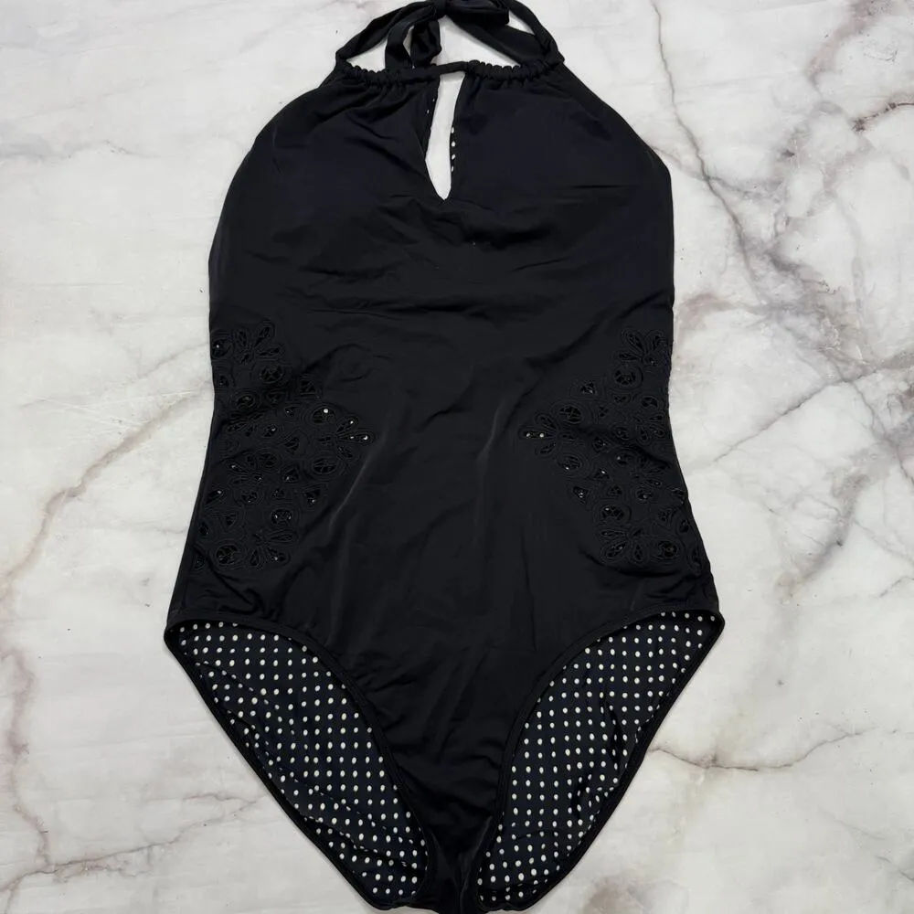 Vera Bradley Kismet Dots Reversible One Piece Swimsuit Black Size XL Crochet - Image 2