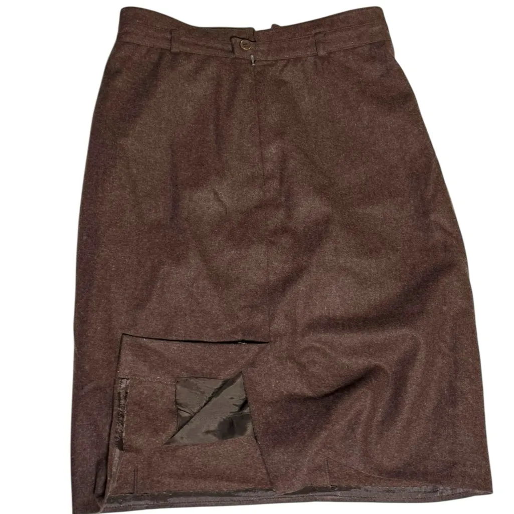 Vintage‎ Bastile wool pencil skirt Brown Women's It 44, US 10 made in Italy - Image 2