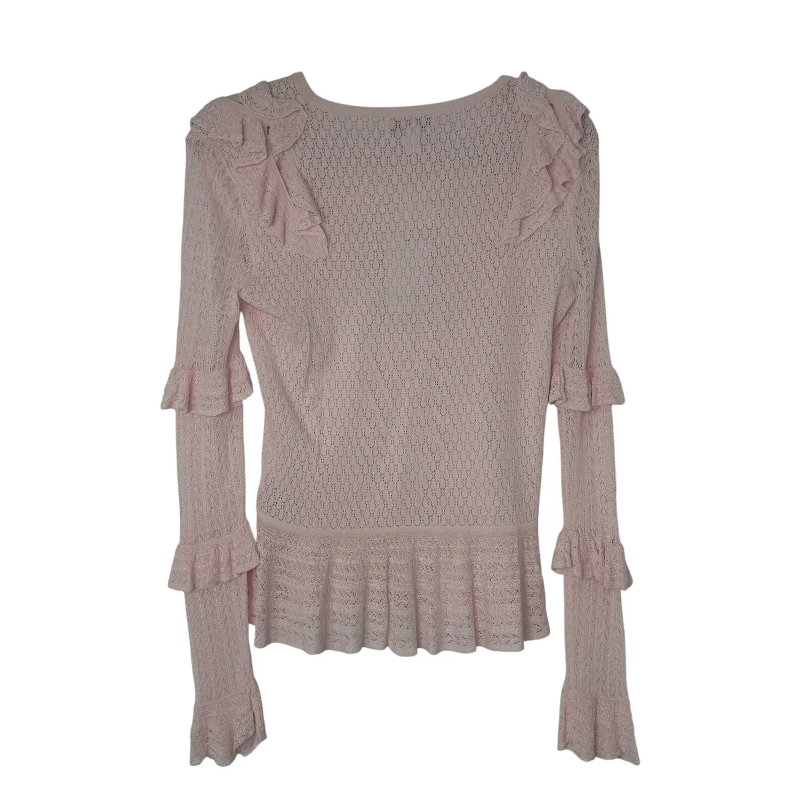 NEW Scripted Top Women S Powder Pink Lace Knit Ruffle Girly Romantic Coquette - Image 2