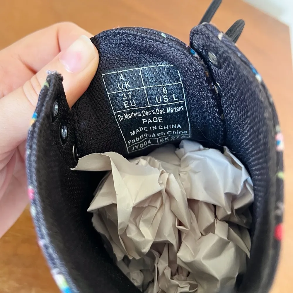 Dr Martens • Page Courtney boots black floral print canvas lace up 8 eye combat - Image 6