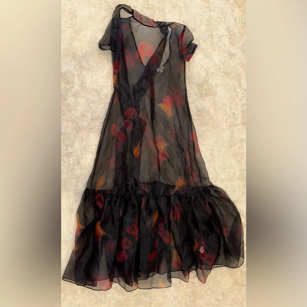 NWOT STAUD Calluna Floral Sheer Organza Farmers Market Black Maxi Dress sz S - Image 4