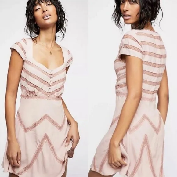 Free People Dusty Rose Elle Mini Dress Toasted Mink Size 0 NWT - Image 2