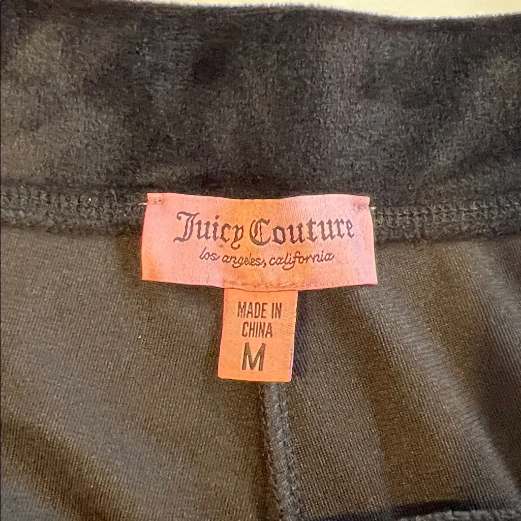 JUICY COUTURE Bling Black Velour Tracksuit Jacket & Pants Set Rhinestone MEDIUM - Image 11