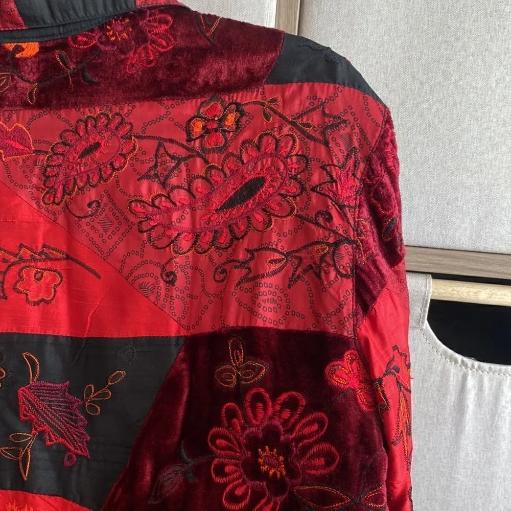 Chicos silk and velvet patchwork jacket Whimsigoth - Image 6