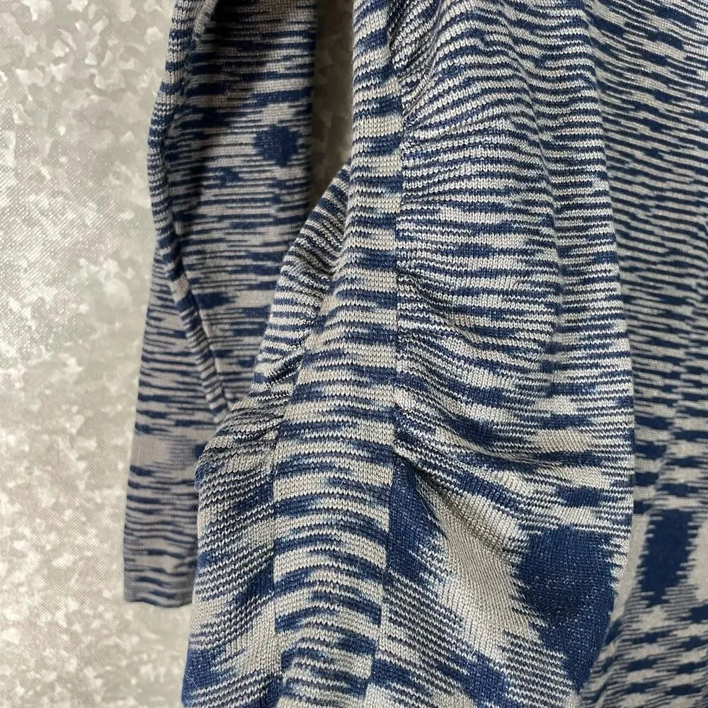 Notations Women's Blue & Gray Ikat Boho Cowl Neck Sweater - Size XL - Lagenlook - Image 7