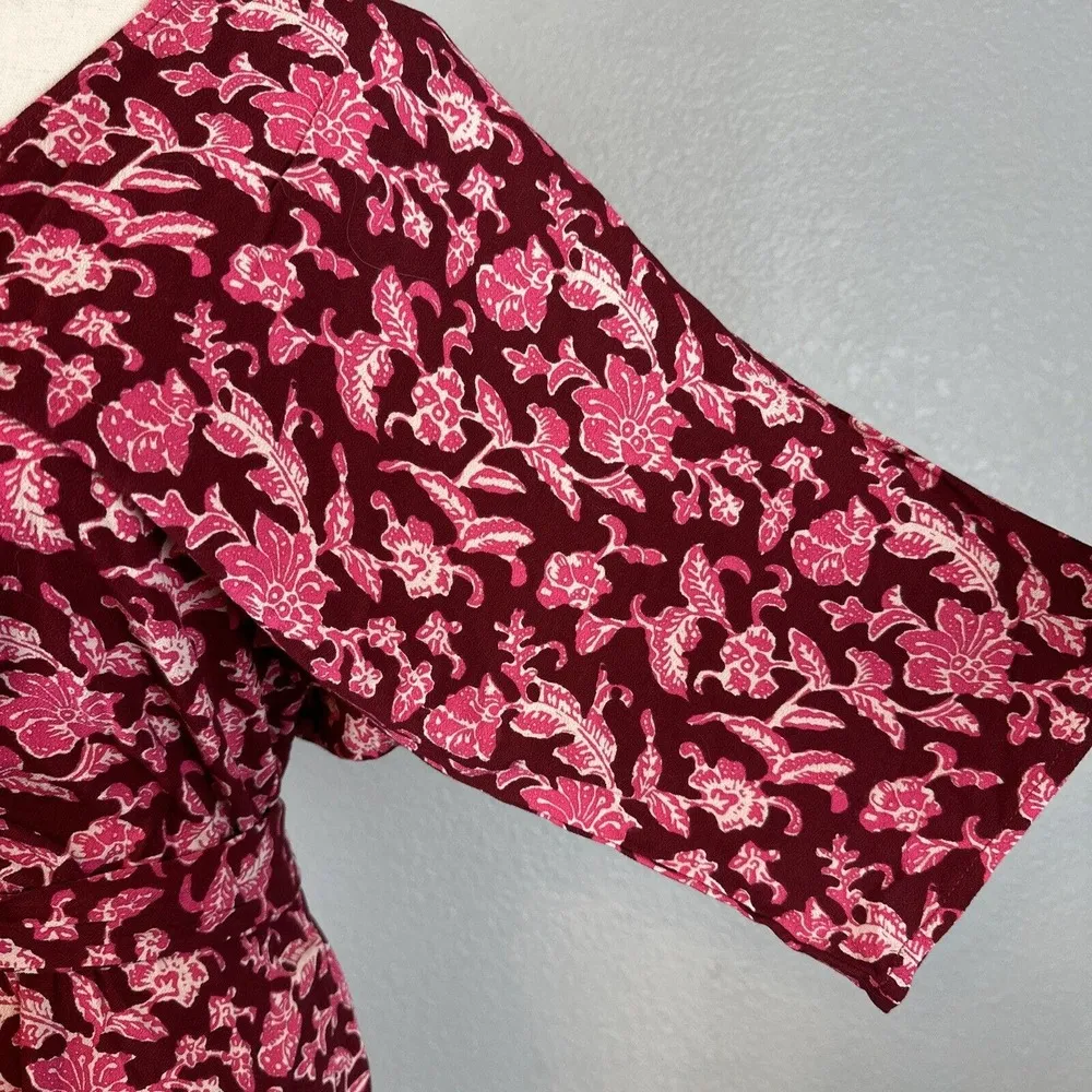 Indah Womens Sunday Playsuit Romper XS Yogya Red Pink Floral Belted - Image 2