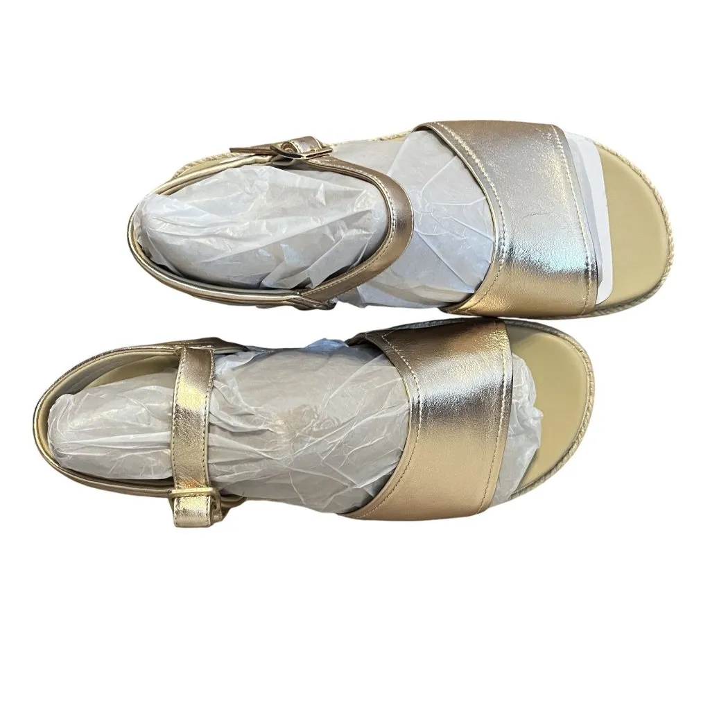 $150 NIB ABEO 8.5 Devyn Sandal Wedge Metatarsal Orthotic Neutral Solstice Buckle Gold - Image 5