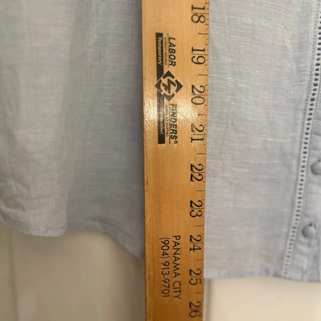 J by Joie 100% Linen Blue Button Down Sleeveless Blouse Womens Sz L Ladder Lace - Image 7