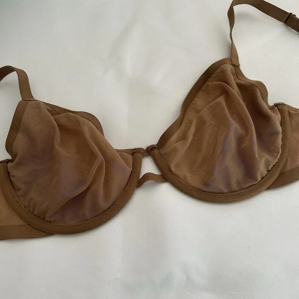 Auden Semi Sheer 36C Brown Mesh Unlined Demi Coverage Underwire Size undefined - Image 7