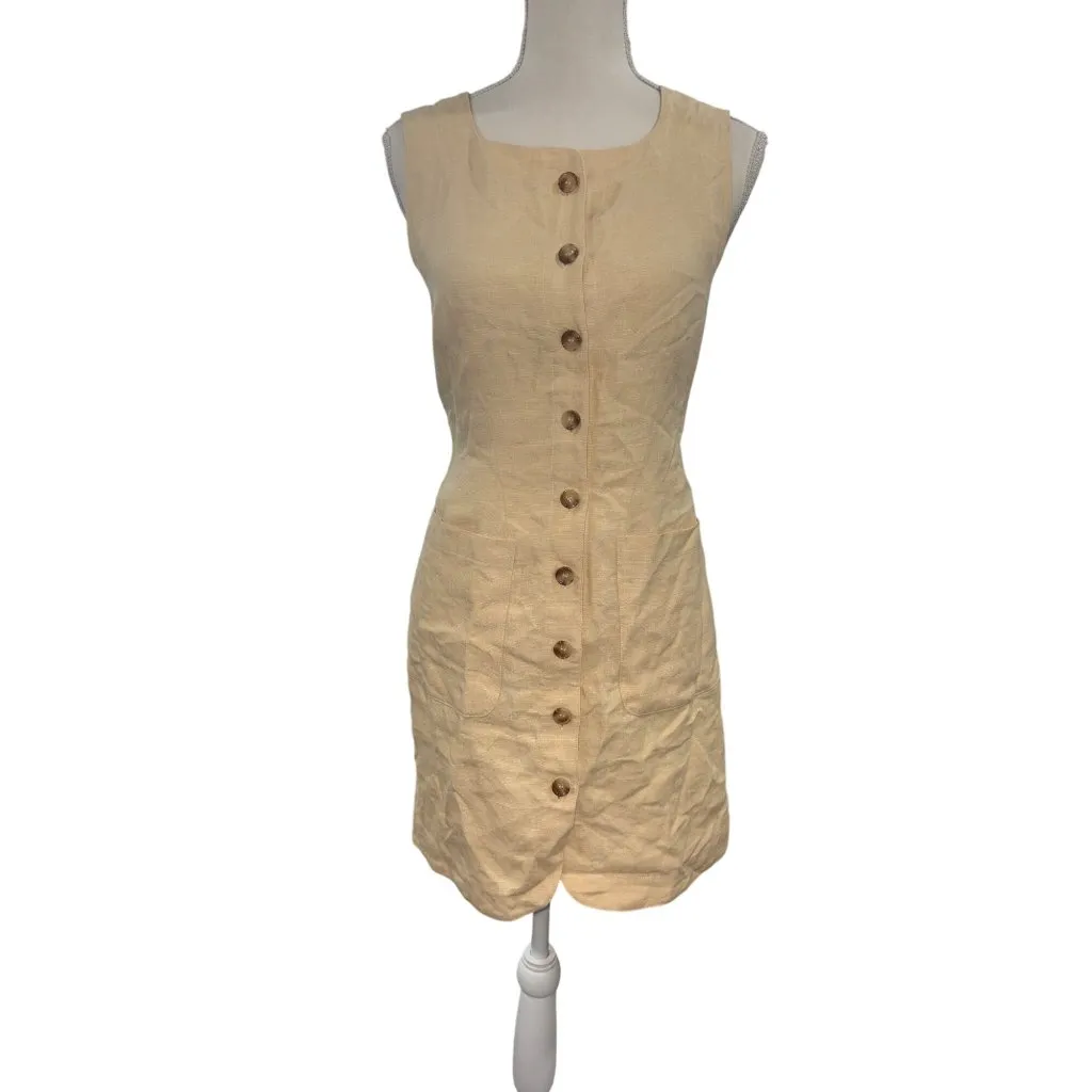 Posse Emma Button Down Mini Dress in Dusty Citron Small New Womens Linen Yellow - Image 4