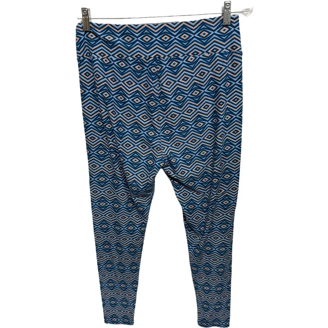 LuLaRoe Tall & Curvy Leggings TC Orange Blue Diamond Burst Eye Geometric - Image 4