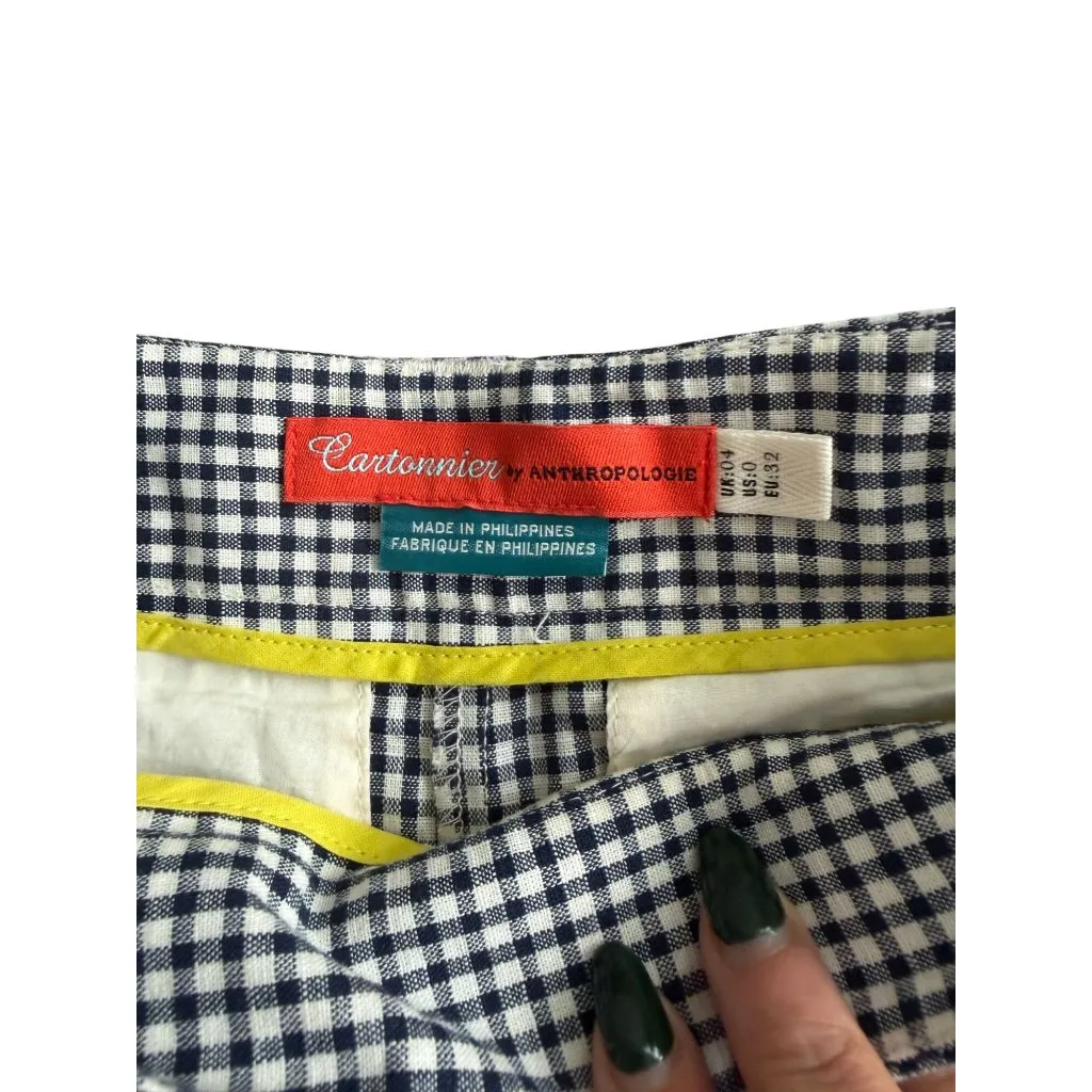 CARTONNIER by Anthropologie Black White Plaid High Rise Shorts size 0 - Image 3