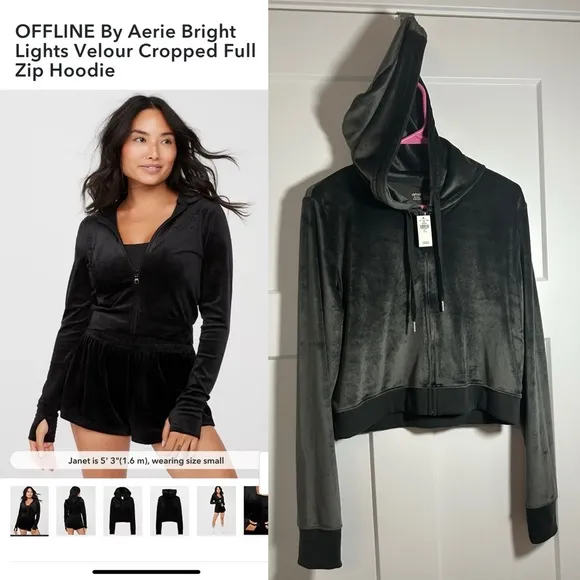Aerie Large cropped hoodie jacket,  offline - Image 2