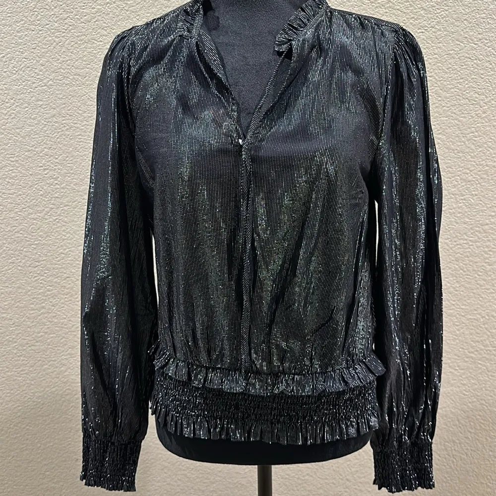 INC International Concepts Vneck Blouse Black - Image 2