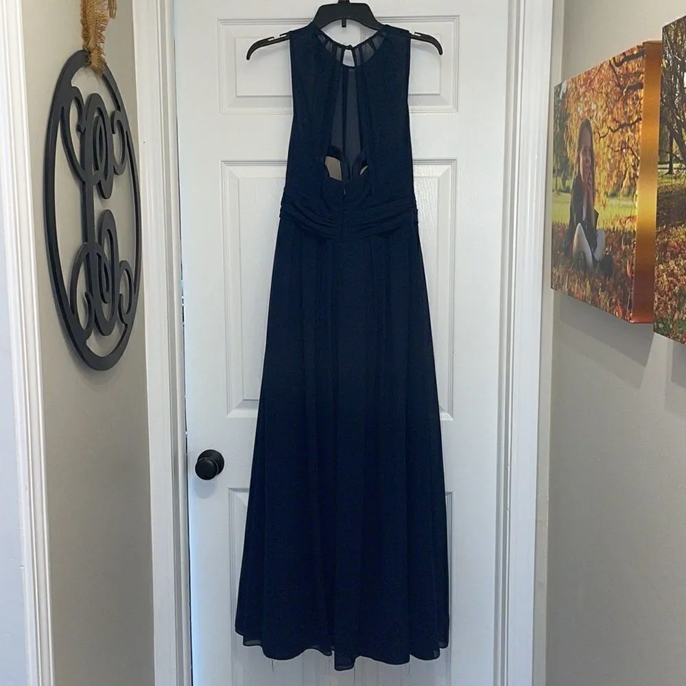 Bill Levkoff Navy Chiffon Jewel A-line Bridesmaid Dress - Image 6