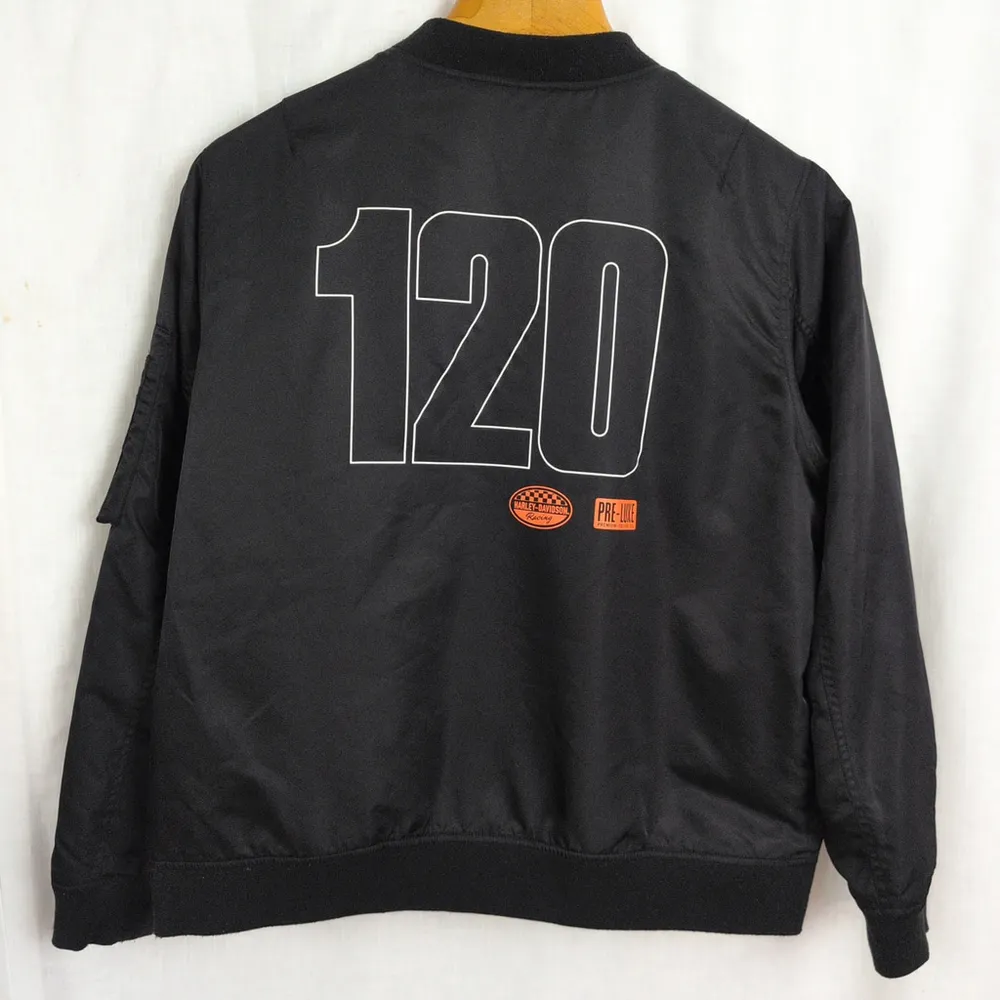 Women's Harley Davidson 120th Anniversary Nylon Bomber Jacket XL Black - Image 3