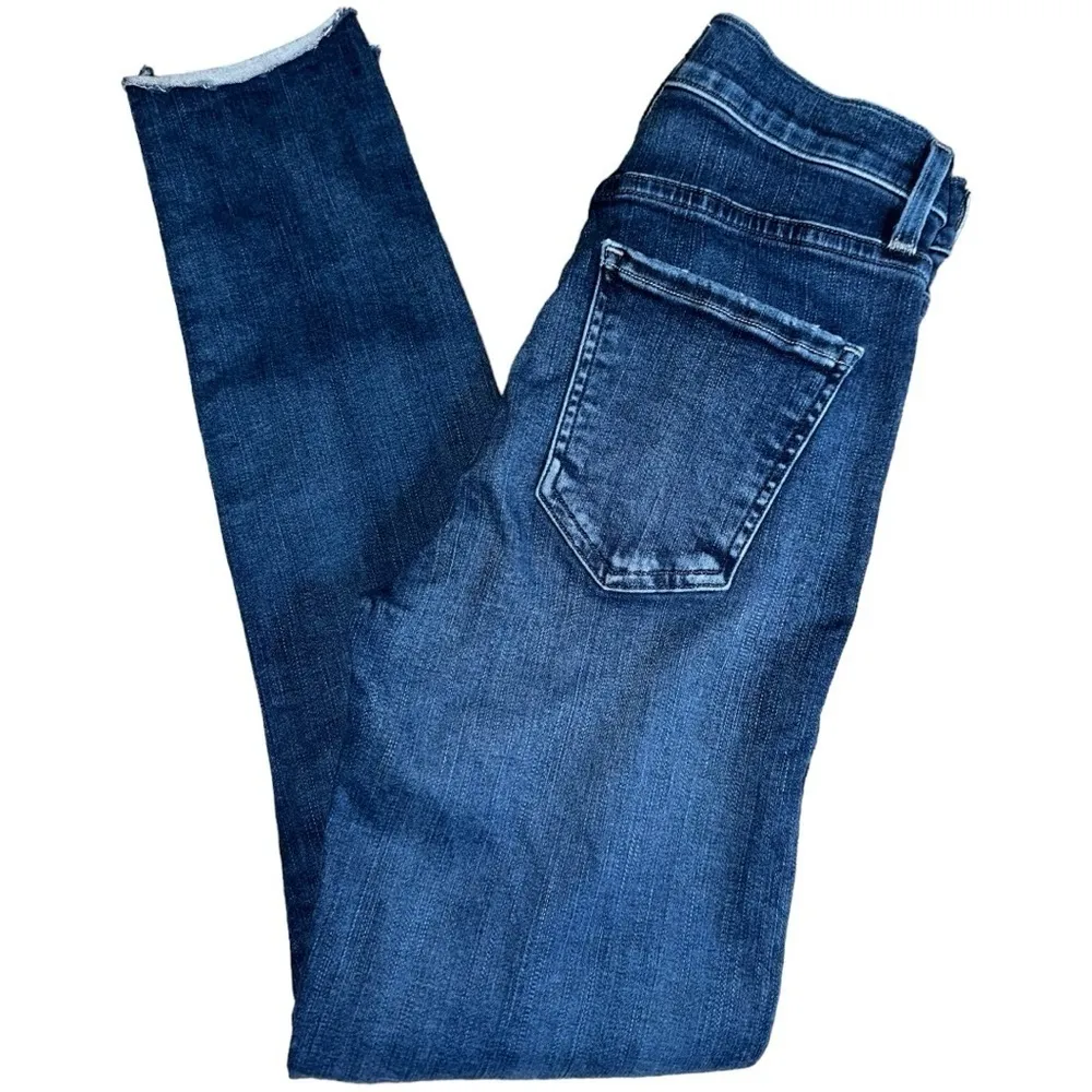 AGOLDE Denim 24 Claremont Blue Wash Sophie High Rise Crop Skinny Raw Hem Jeans - Image 5