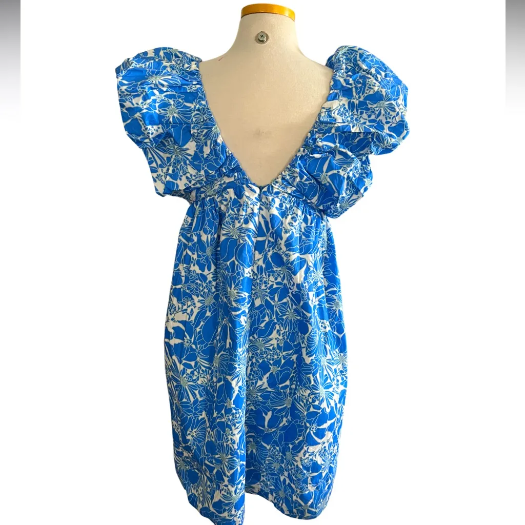 O.P.T Didi Mini Dress Blue Floral Size Large NWOT - Image 6