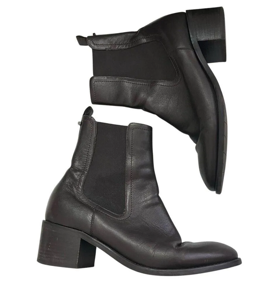 Aquatalia Jemma Chelsea Boots Brown Leather Women’s Size 9 Weatherproof Pull On - Image 2