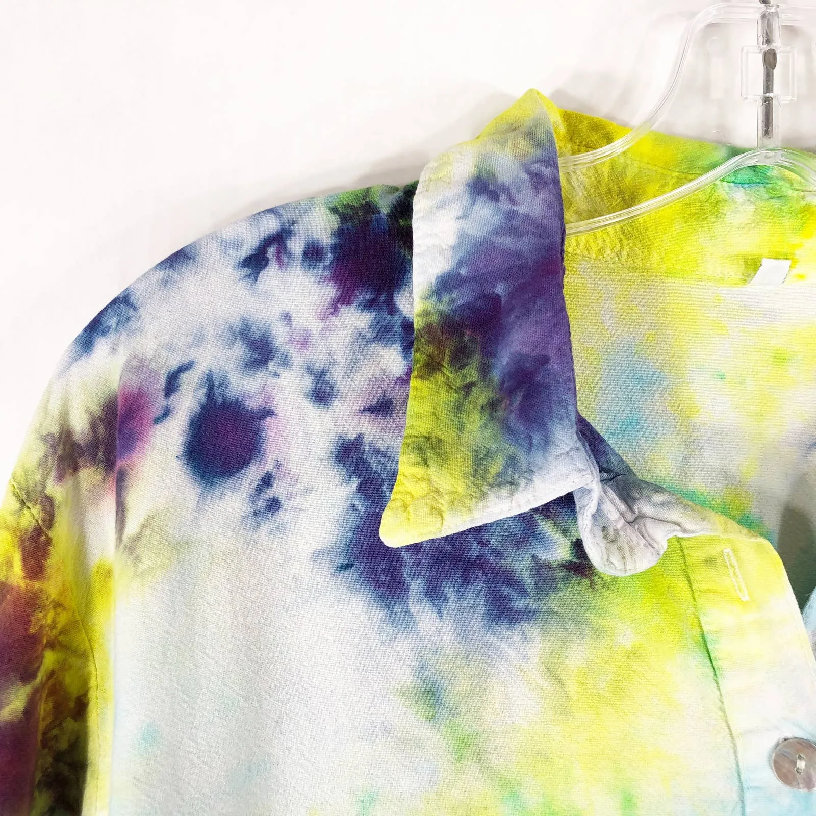 Mountain Song Medium Top Handmade Tie Dye Oops Long Sleeve Yellow Purple‎ 1177 Blue - Image 5