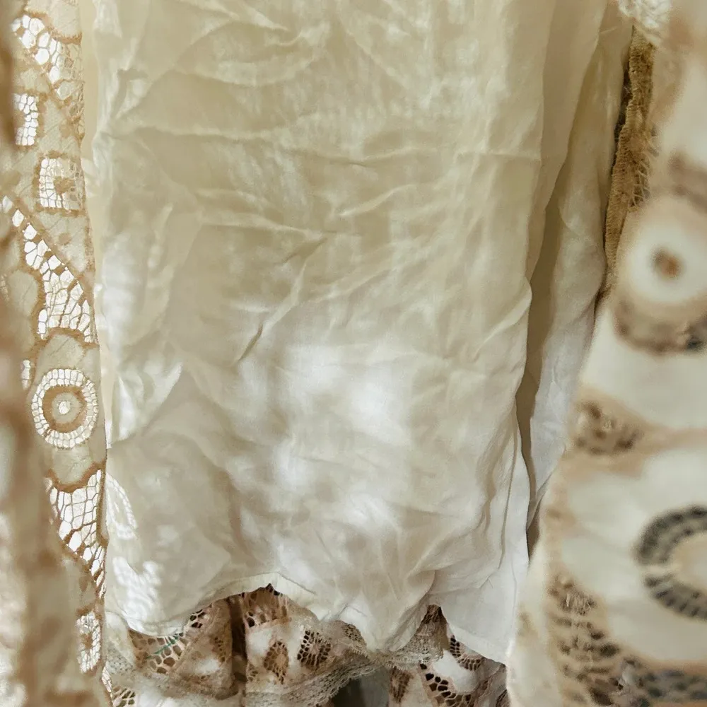 Free People Just Like Honey Beige Lace Asymmetric Mini Dress Size 8 Medium - Image 14