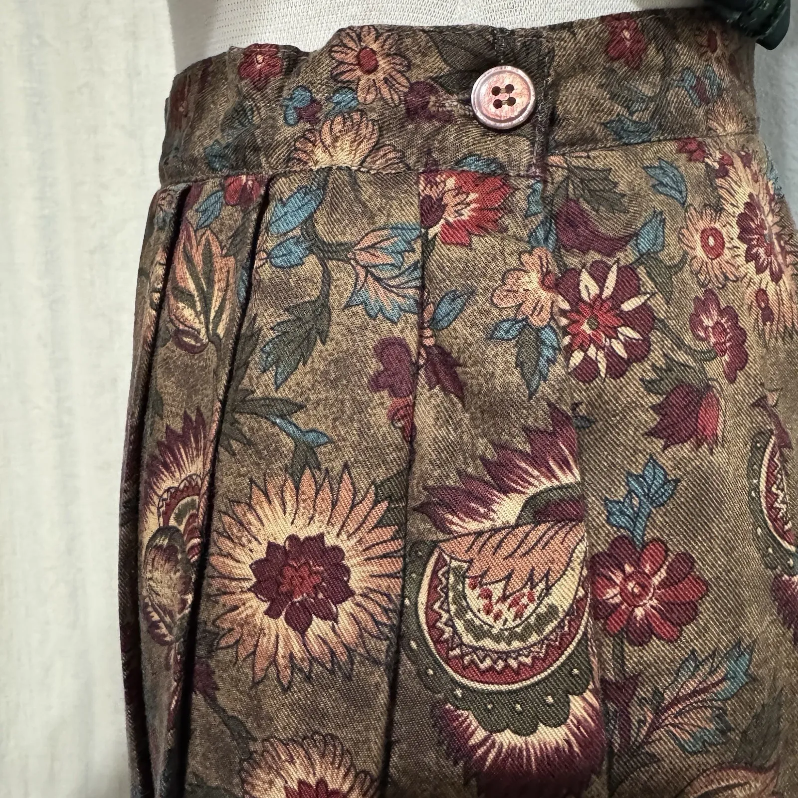 Vintage 90s Significance Paisley Patterned Long Maxi Pleated Skirt USA S Women 8 Brown - Image 7