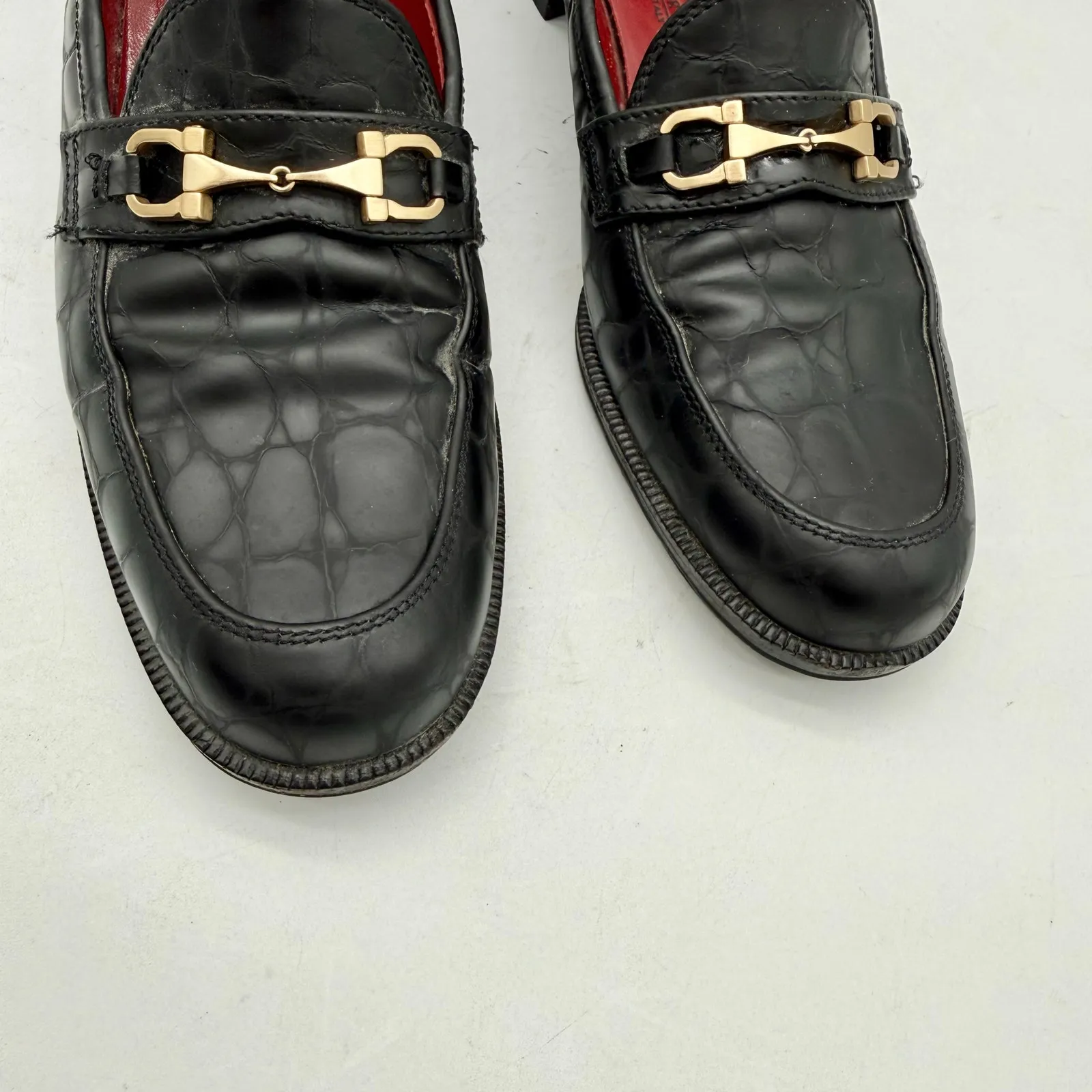 Salvatore Ferragamo Sport Black Horsebit Loafers Women's 7 4A Ultra Narrow - Image 5