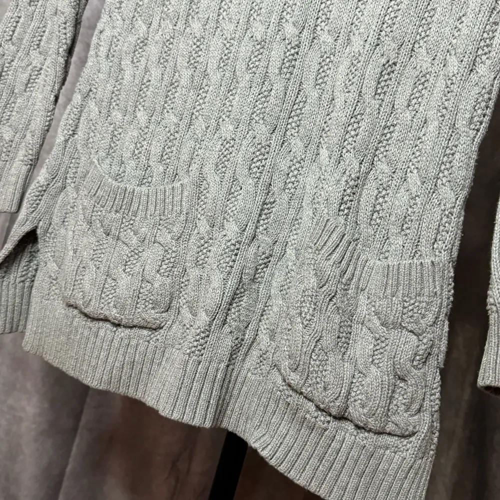 Jeanne Pierre Pocket Gray Knitted Sweater Cardigan Top - Image 2