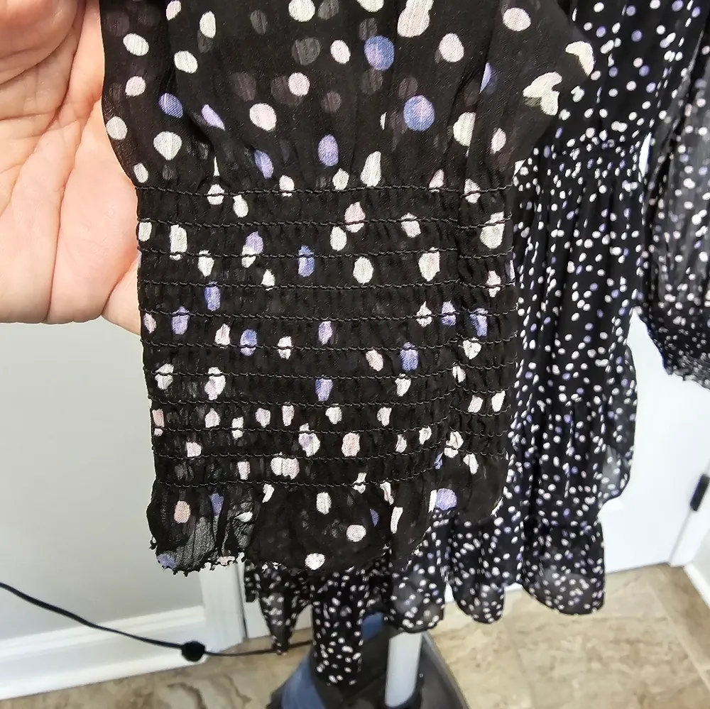 Banana Republic L/S polka dot dress, Liliac & light purple dots on black - Image 14