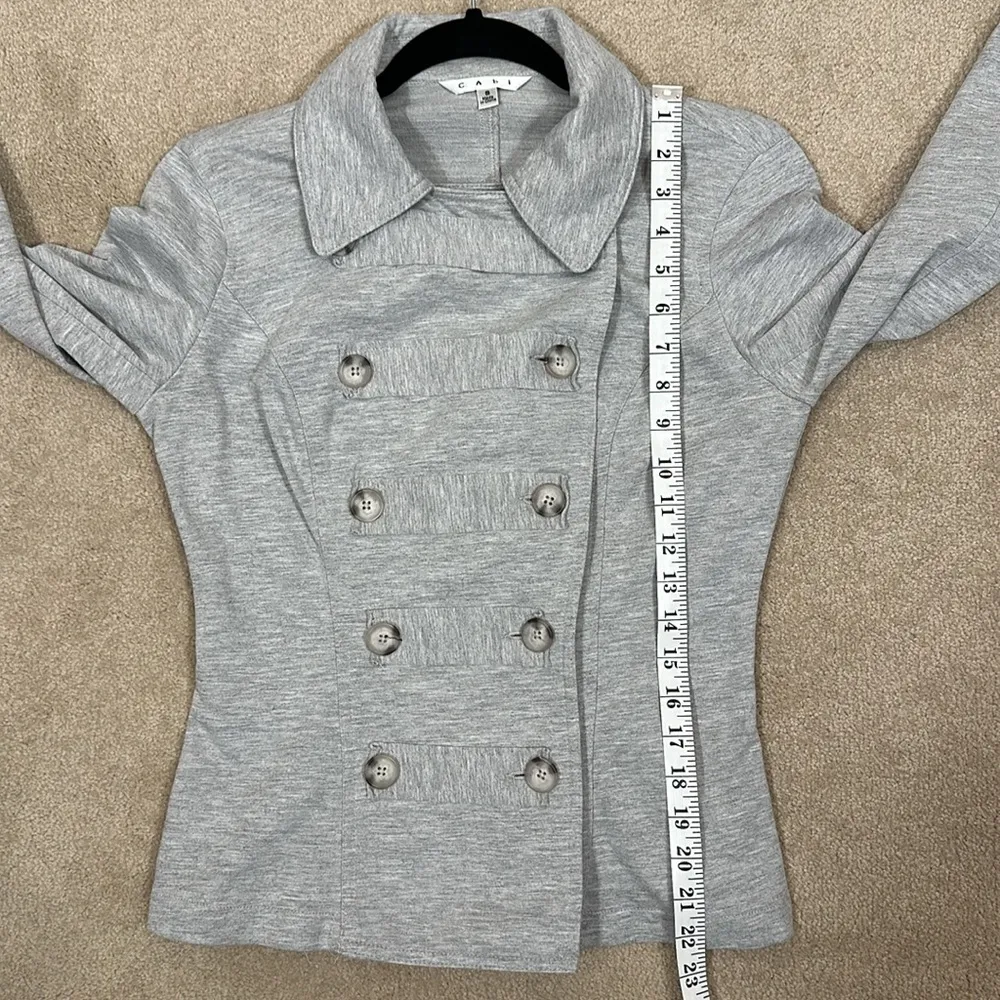 Cabi Good to Go Military Jacket Gray Sweatshirt Button Front Cotton Mix Small - Image 4